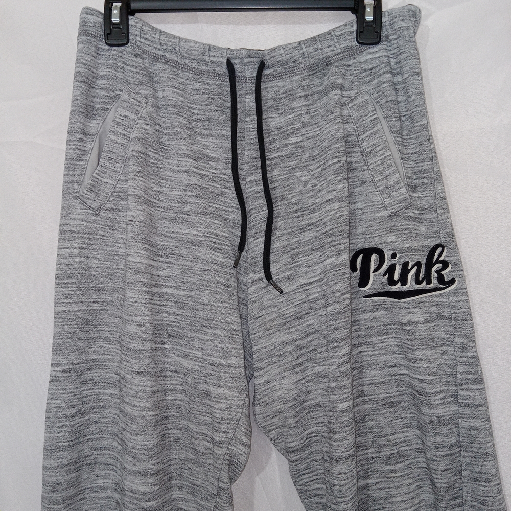 VINTAGE Victoria’s Secret PINK Sweatpants Womens S Flare Gray Embroidered Y2K - Picture 5 of 11